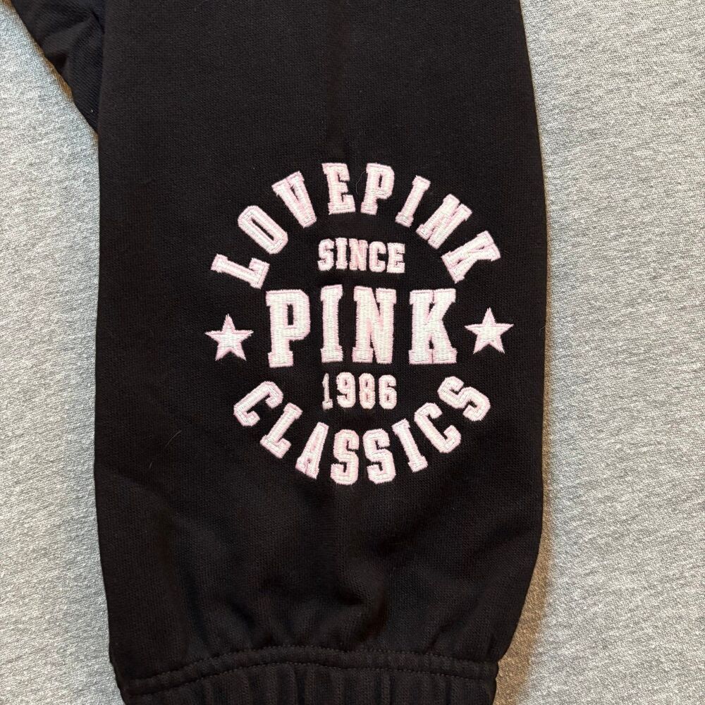 NWT VS PINK Black Love Pink Classics 1986 Logo Ivy Fleece Hoodie & Sweats XXL - Picture 6 of 12